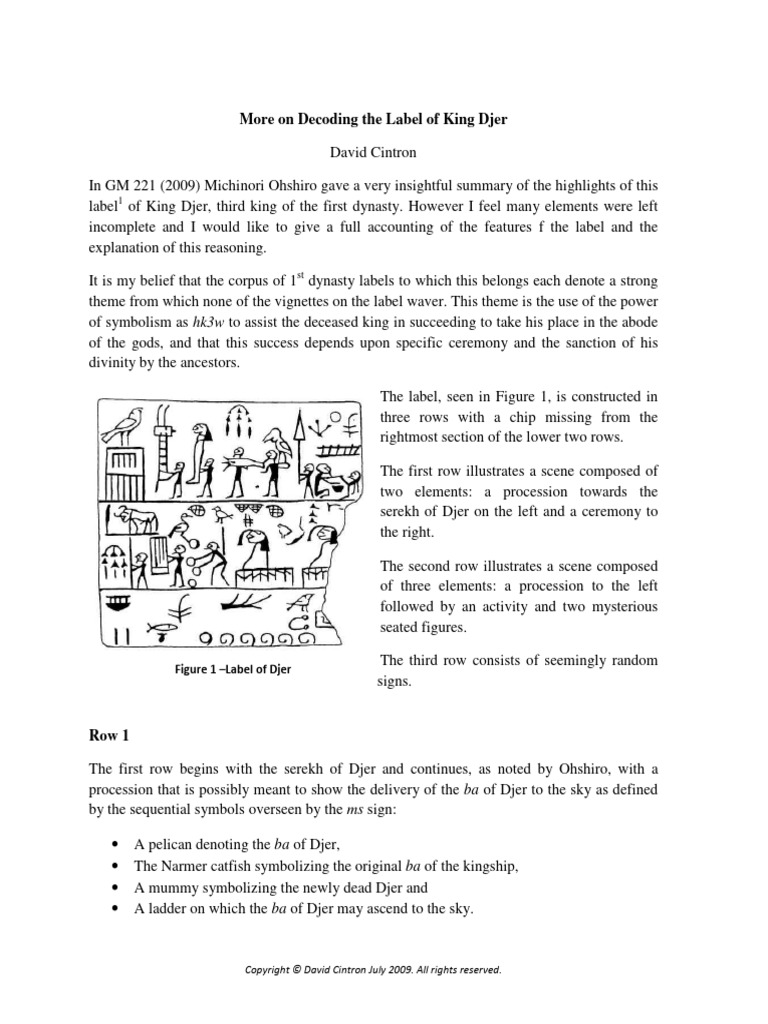 More On The Label of King Djer | PDF