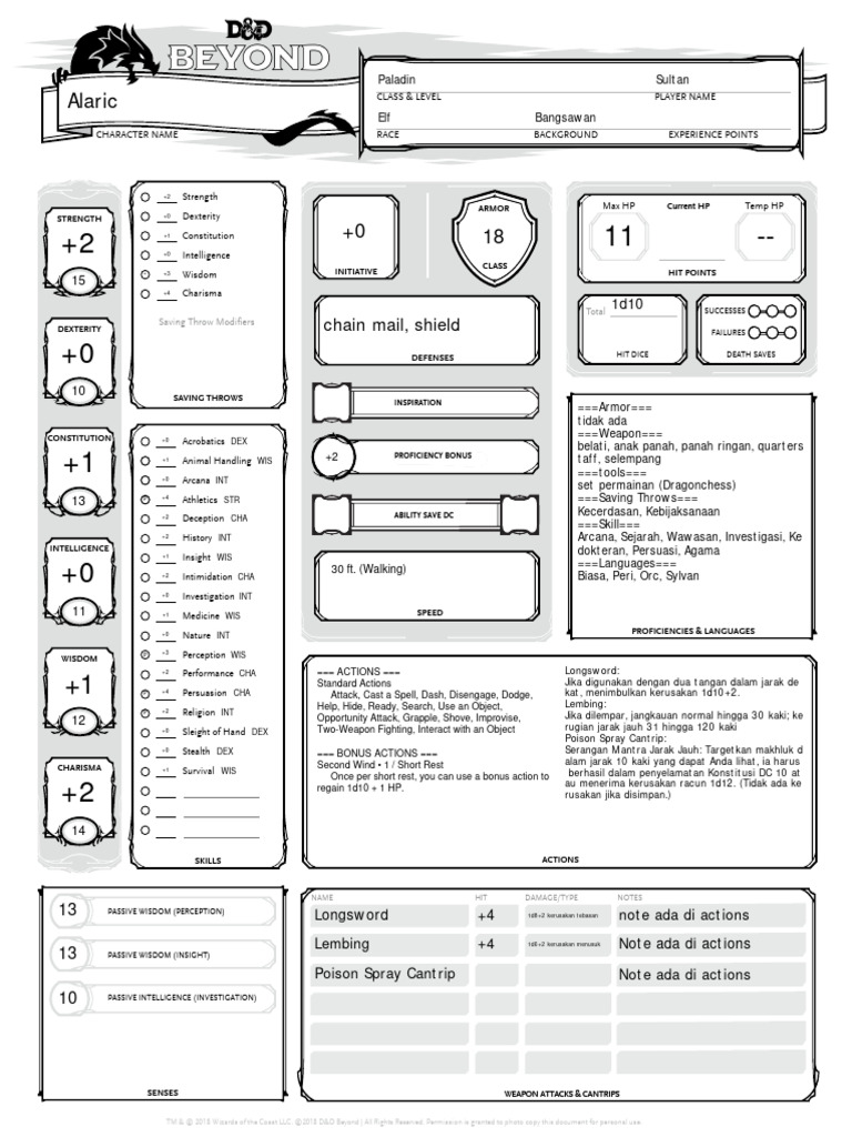 D&D Character Sheet Guide | PDF