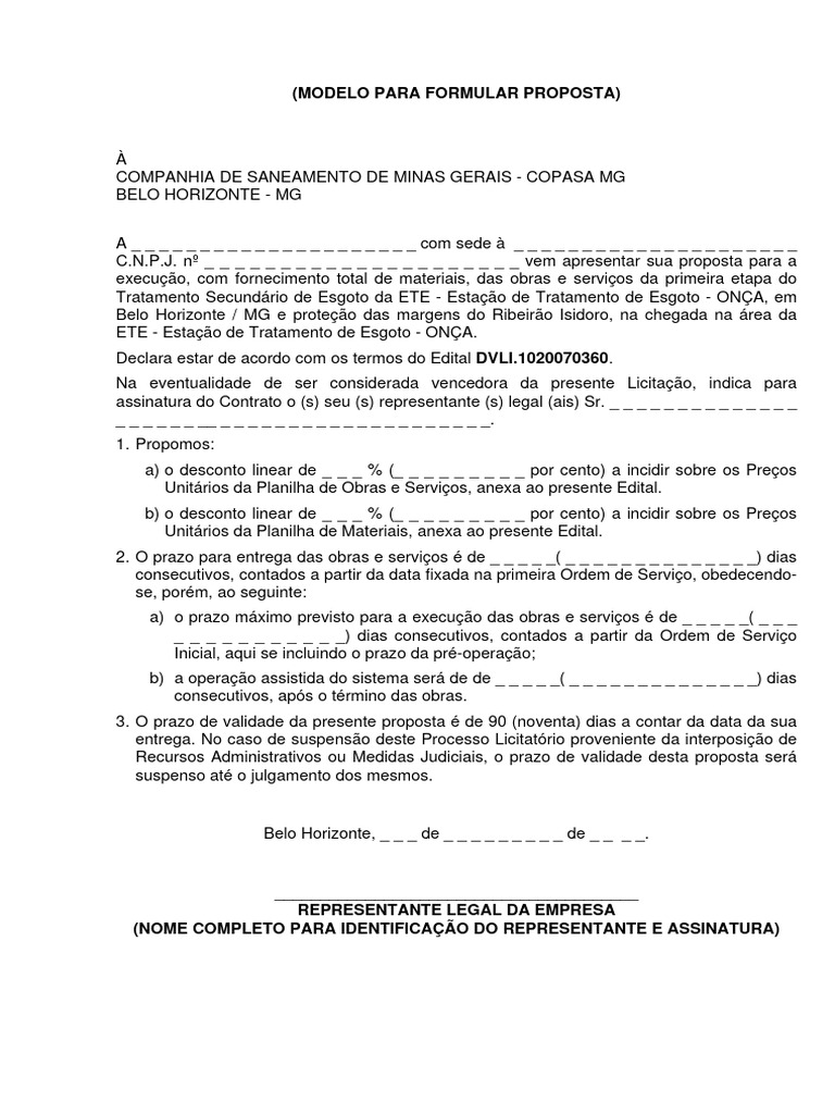 10-Anexo - Modelo para Formular Proposta Comercial | PDF