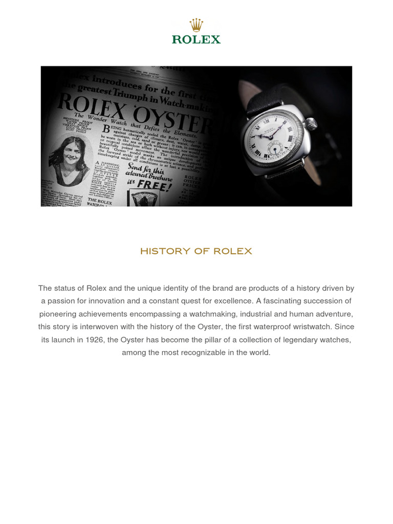History of Rolex and Hans Wilsdorf | PDF | Watch