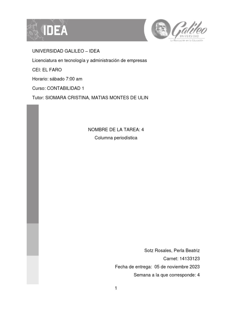 Contabilidad 1 Tarea 4 Pdf Contabilidad Business