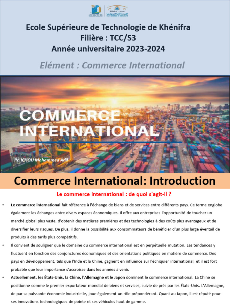 Introduction au Commerce International | PDF | Avantage comparatif ...