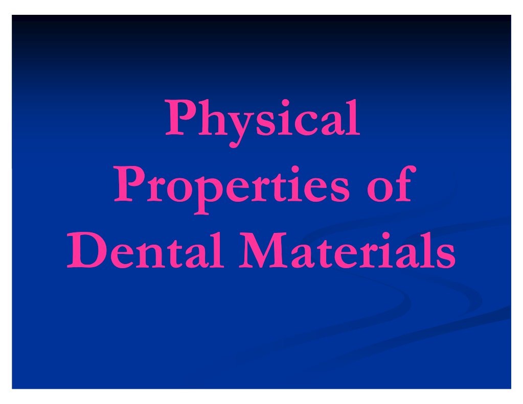 Physical Properties of Dental Materials PDF Reflection (Physics