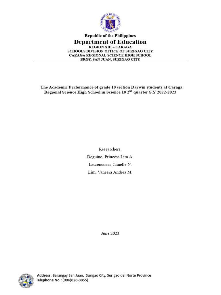 MATH RESEARCH G10 Example | PDF
