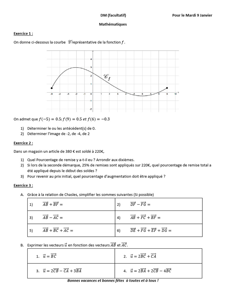 Exercices de mathématiques pour janvier | PDF