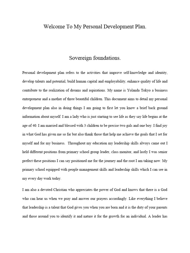 Welcome To My Personal Development Plan | PDF