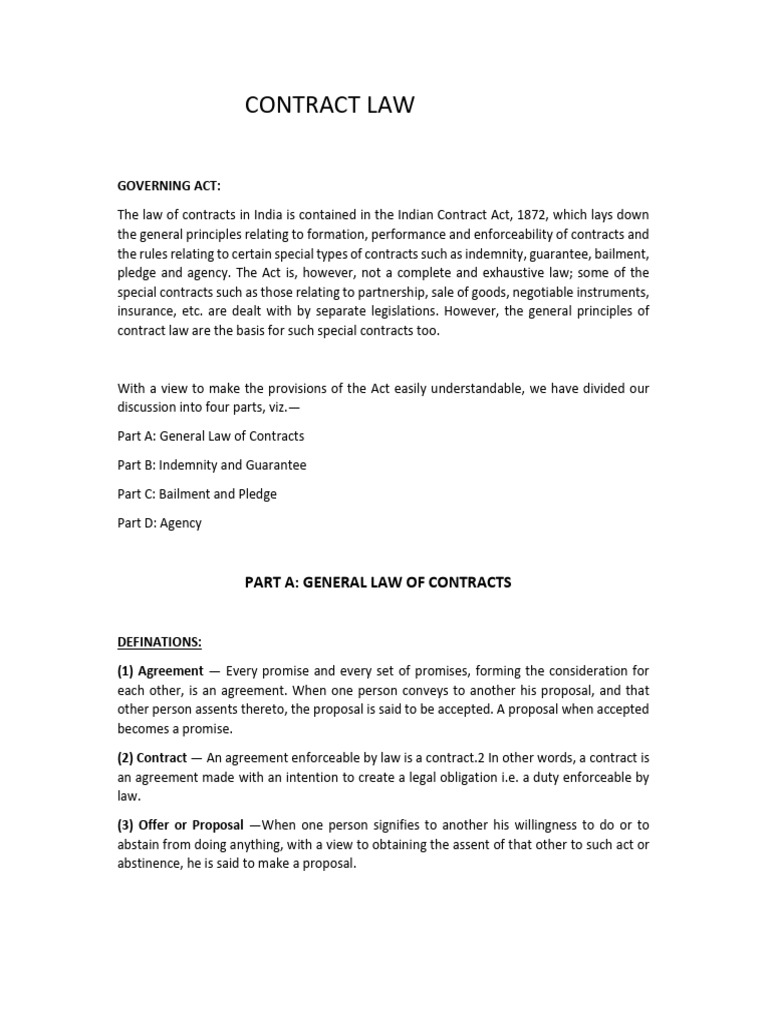 Overview of Indian Contract Act 1872 | PDF | Guarantee | Law Of Agency