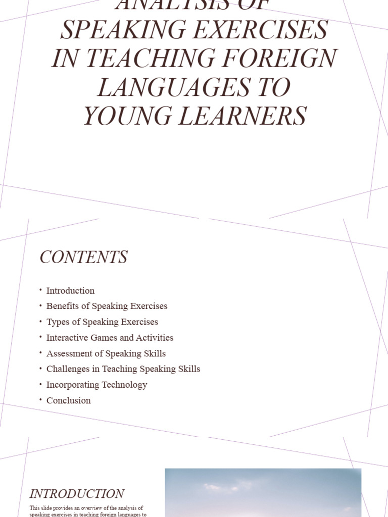 Speaking Exercises for Young Learners | PDF | Language Education | Learning