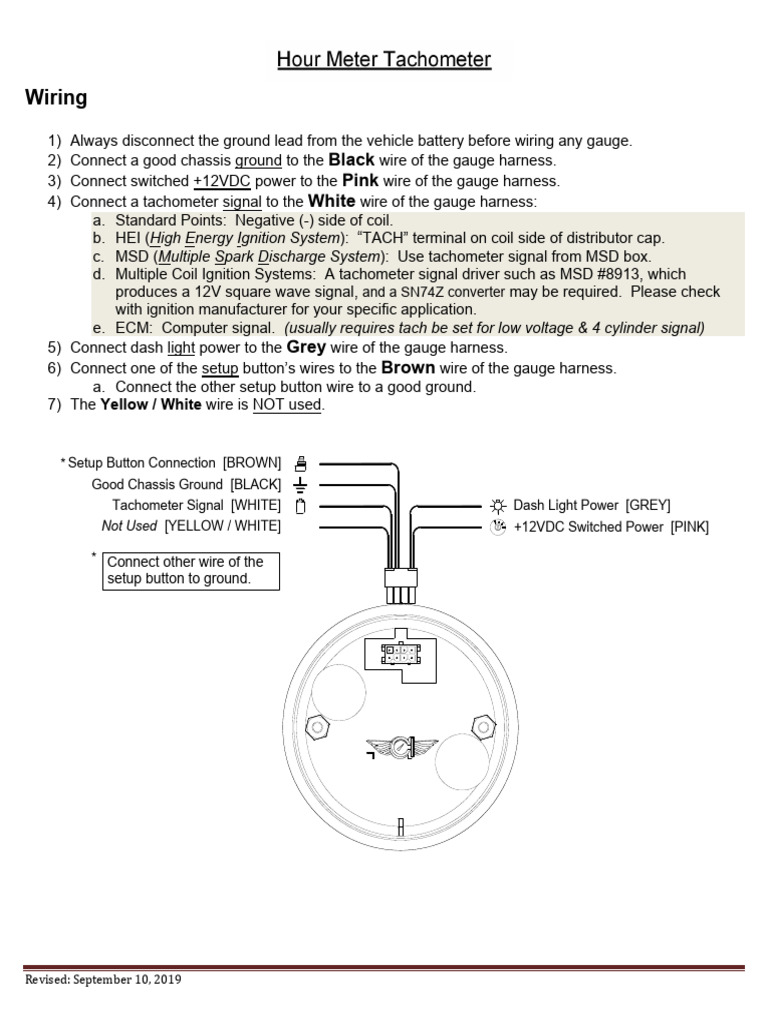 Hour Meter Tachometer Installation Manual Revision 032720 PDF