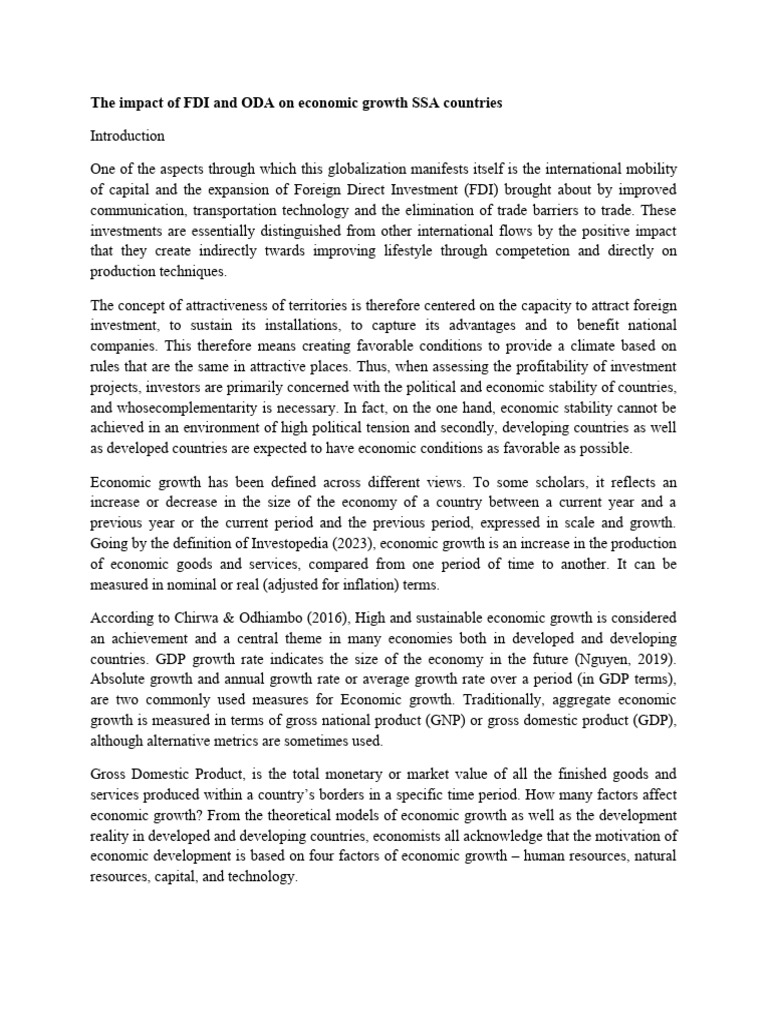 0 - THE Impact of FDI and ODA On Economic Growth of French SSA | PDF ...