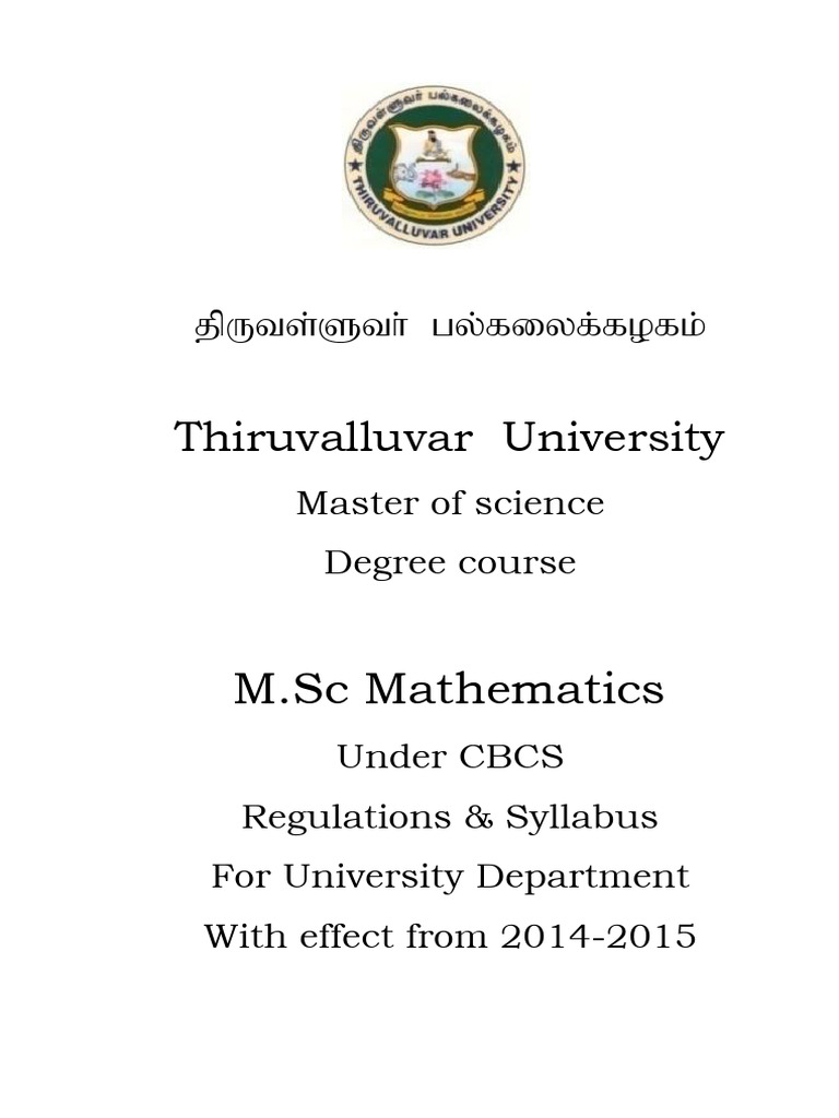 M.Sc Mathematics Syllabus 2014-2015 | PDF | Group (Mathematics) | Ring ...