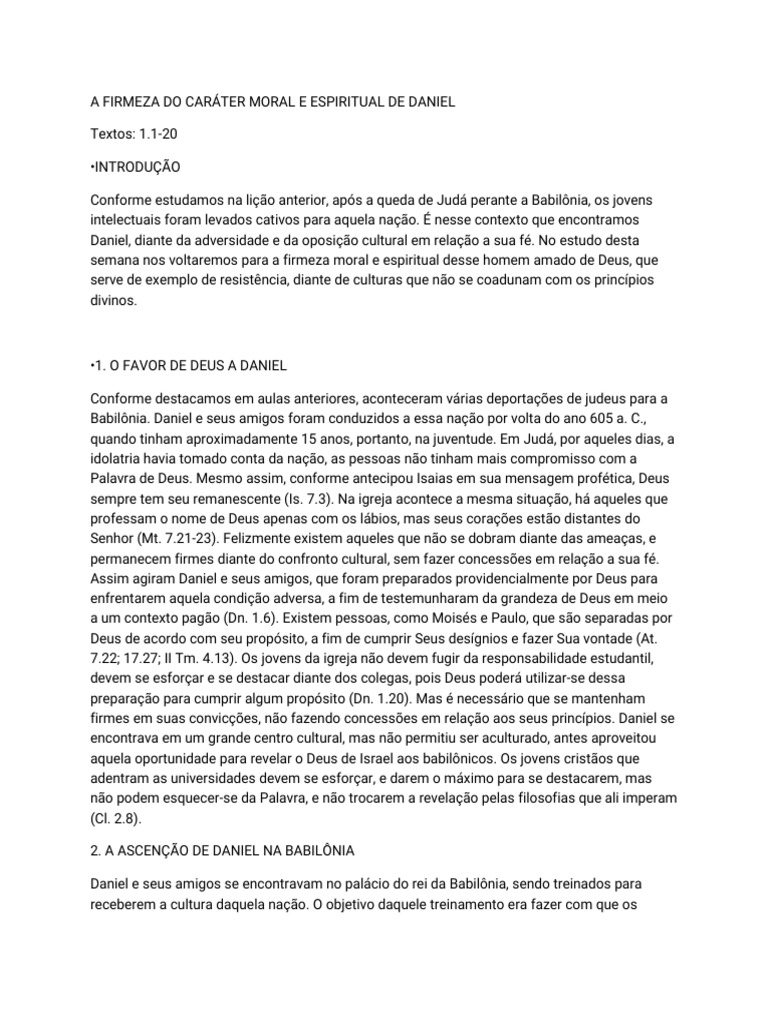 A firmeza do car ter moral e espiritual de daniel 2 pdf daniel