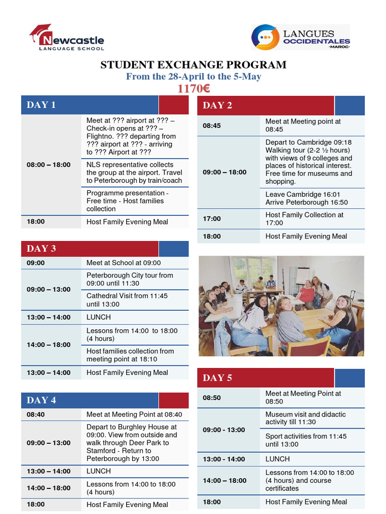 Student Exchange Program Itinerary | PDF | Home & Garden