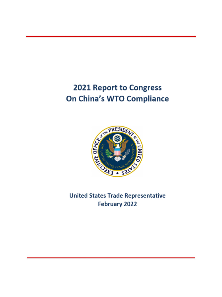 2021 USTR Report To Congress On China's WTO Compliance | PDF | Finance ...