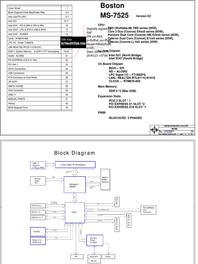 Msi MS-7525 - Rev 0C | PDF | Computer Hardware | Computer Engineering