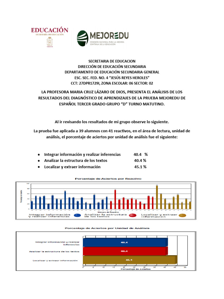 Informme 3° D Mejoredu | PDF | Información