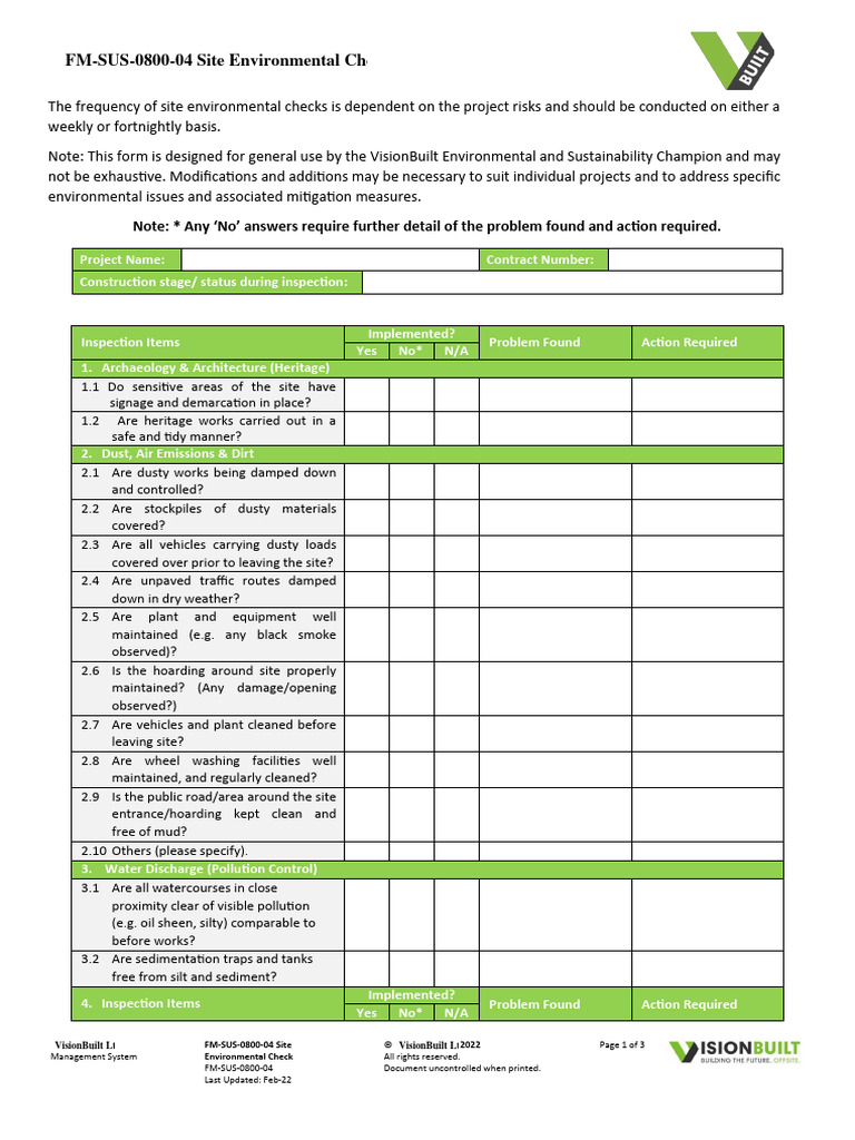 Site Environmental Check Guidelines | PDF | Waste | Oil Spill