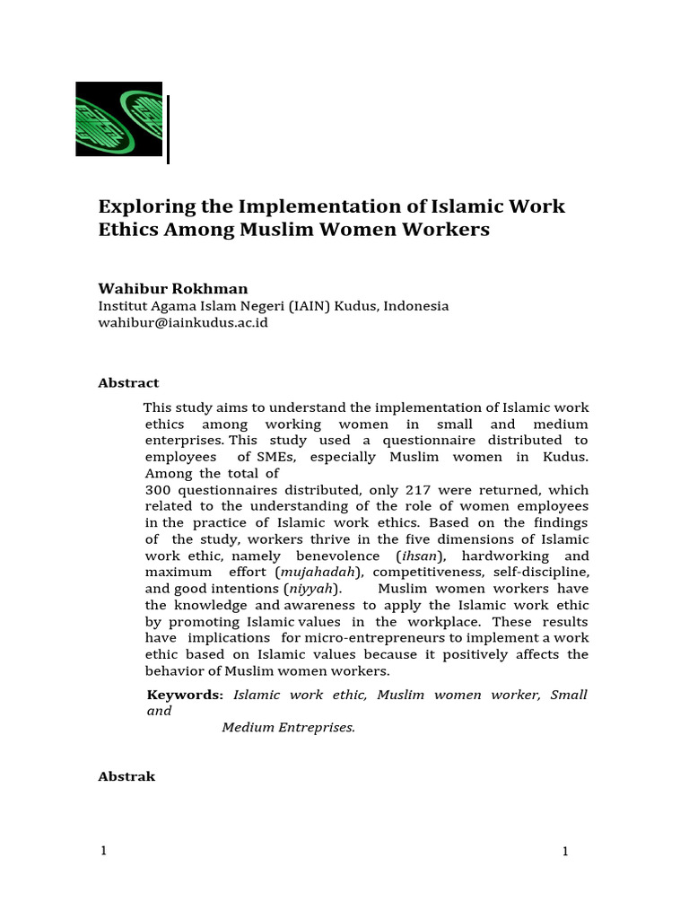 Women and Work Ethics PDF