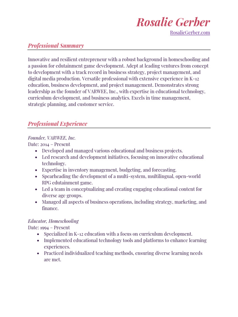 Gerber resume pdf educational technology entrepreneurship
