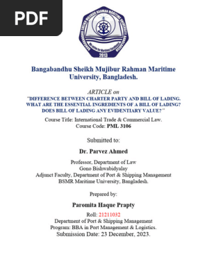CHARTERPARTY BILL OF LADING