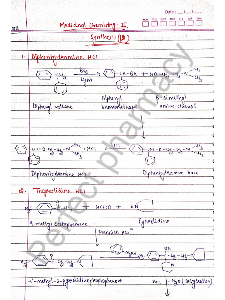 Medicinal Chemistry 5th Sem - Classification and Synthesis | PDF