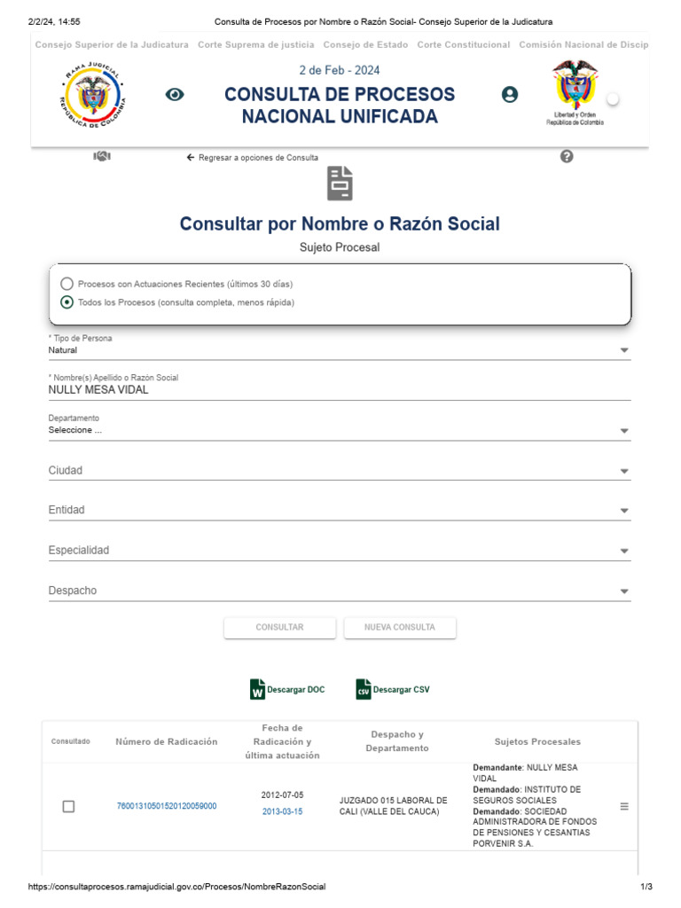 Judicatura Consulta De Procesos Judiciales