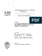 La Cancelación de Los Títulos de Crédito Nominativos O A La Orden Y Su Oposición