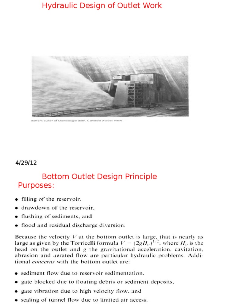 Hydraulic Structures I L7 Outlet Structure Design (Copy) | PDF | Fluid ...