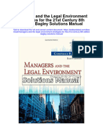 Managers and The Legal Environment Strategies For The 21St Century 8Th Edition Bagley Solutions Manual Full Chapter PDF