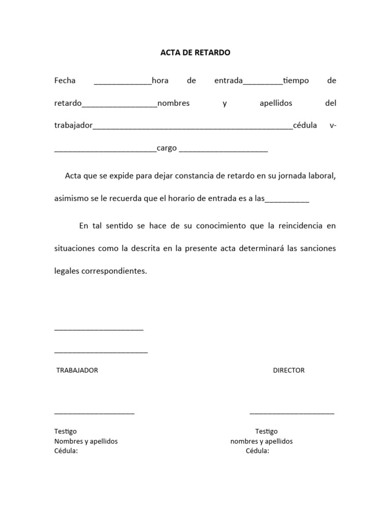 Plantilla De Hoja De Retardos En Word Gratis Didocucarta Poder Para ...