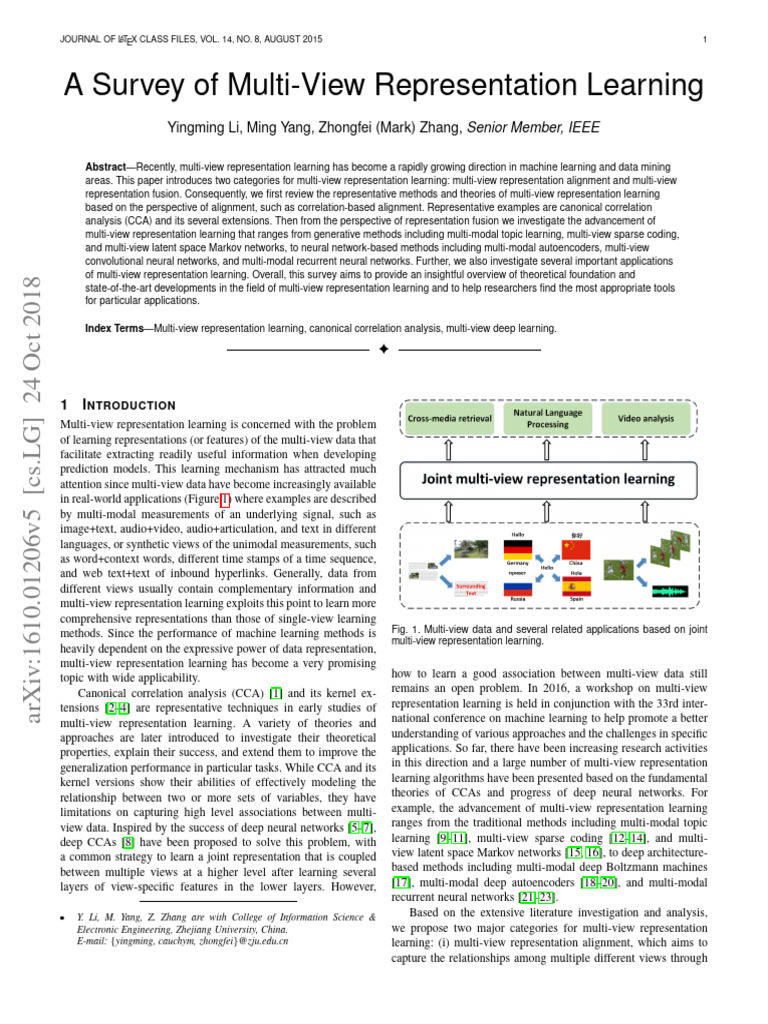 A Survey of MultiView Representation Learning Yingming Li, Ming Yang