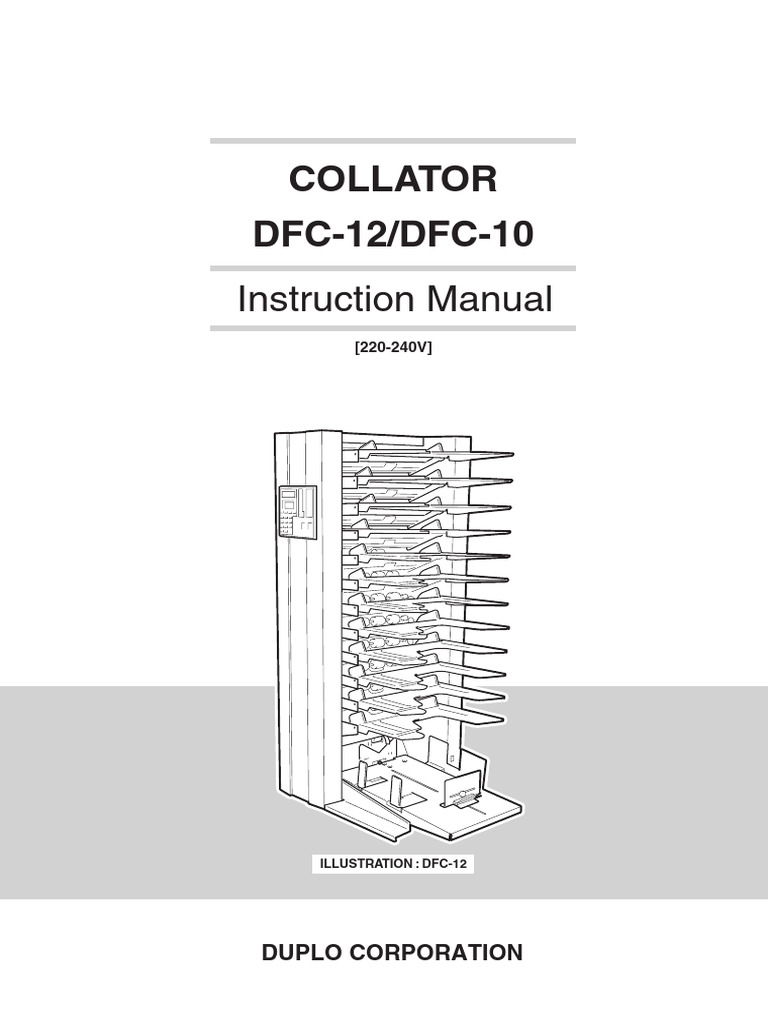 DFC-12/DFC-10 Collator Manual | PDF | Electrical Connector | Ac Power ...