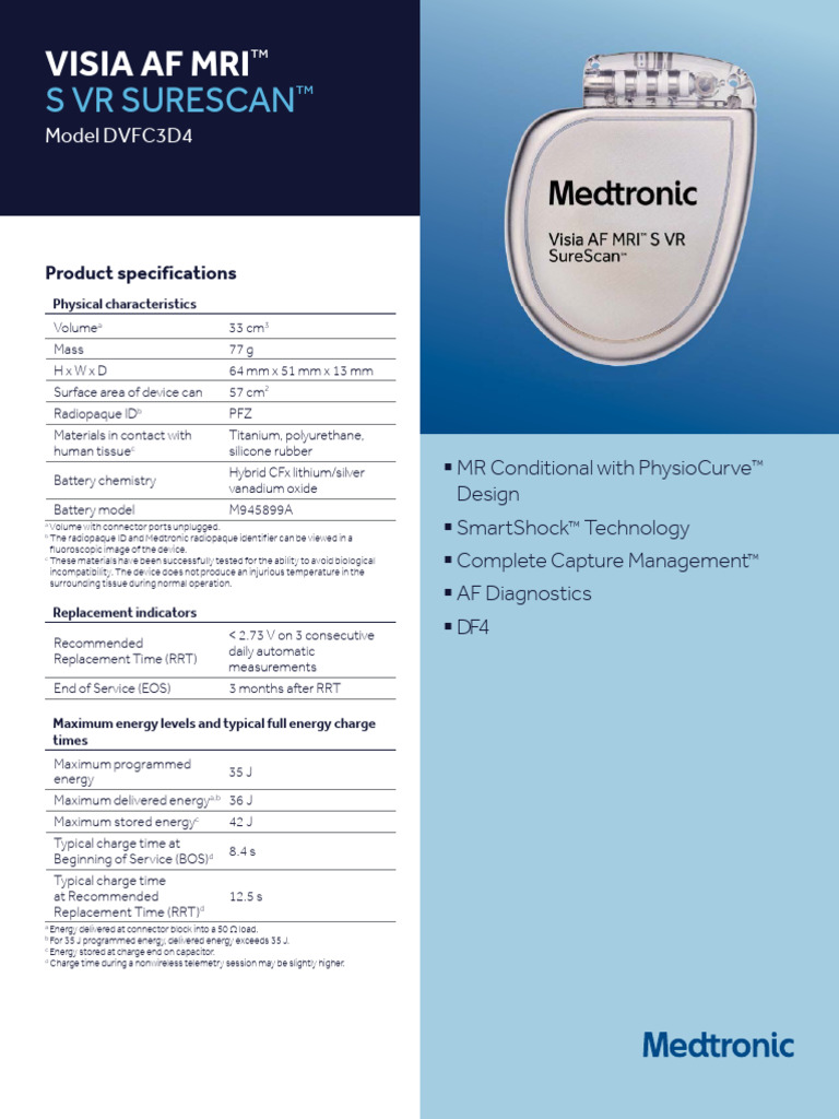 Visia AF MRI S DVFC3D4 Specifications | PDF | Artificial Cardiac ...