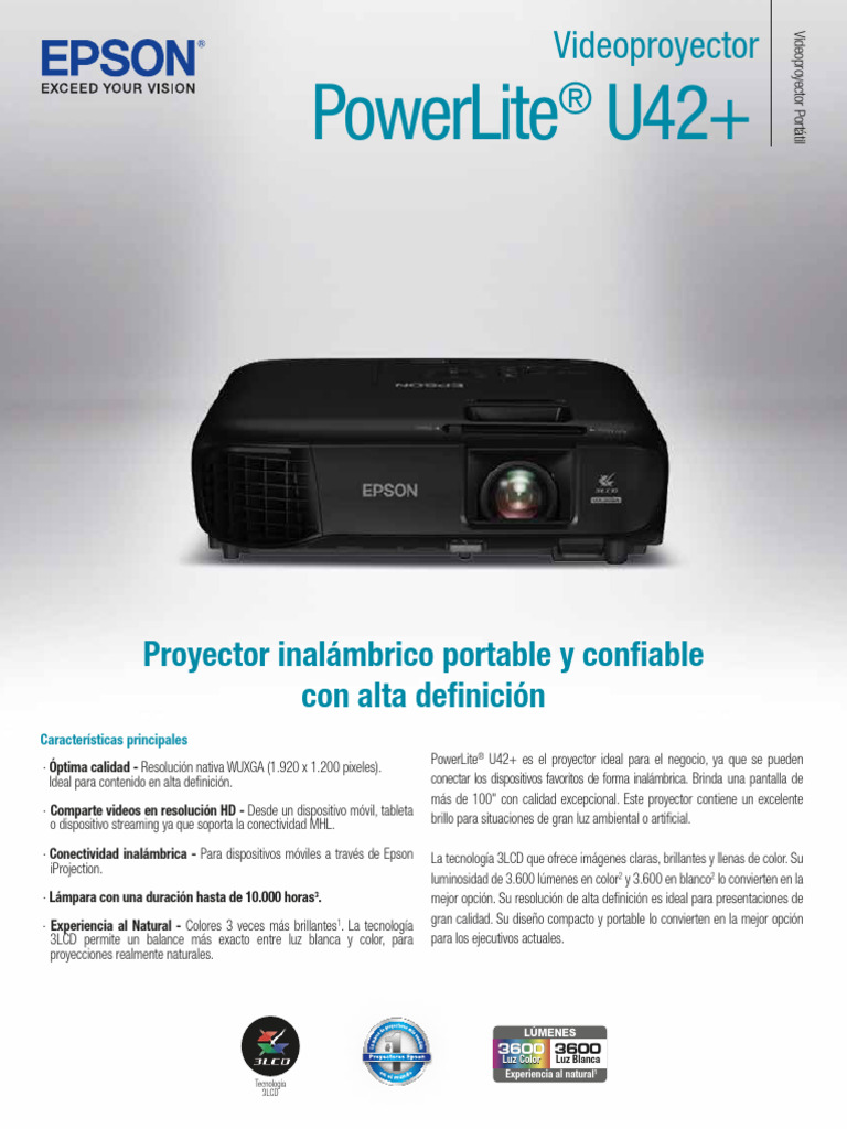 PowerLite U42 - Final - 1.9.18 - Esp | PDF | Vídeo | Electrónica