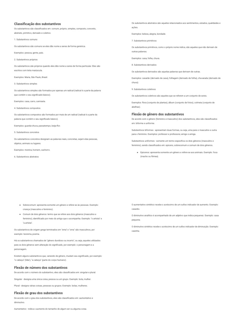 SUBSTANTIVOS | PDF | Artes Linguísticas e Disciplina