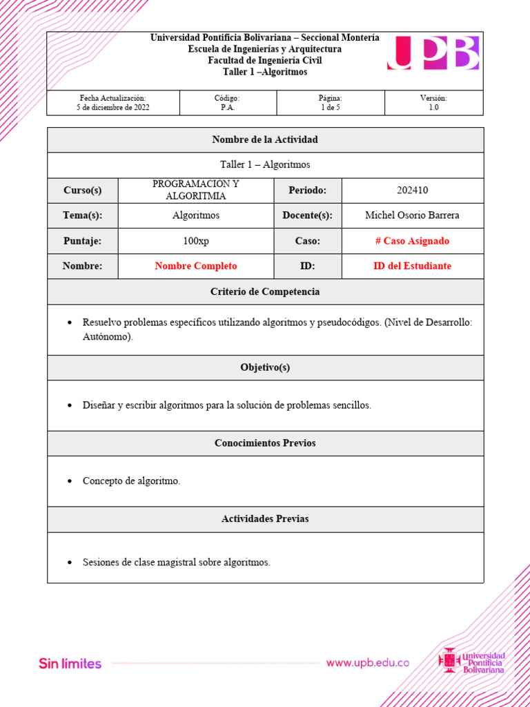Taller 1 Plantilla | PDF