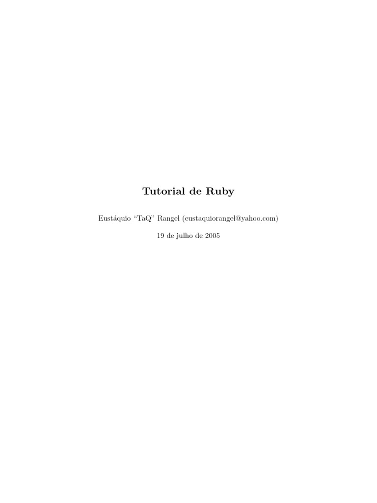 Tutorial_de_Ruby | PDF | Ruby (linguagem de programação) | Python ...