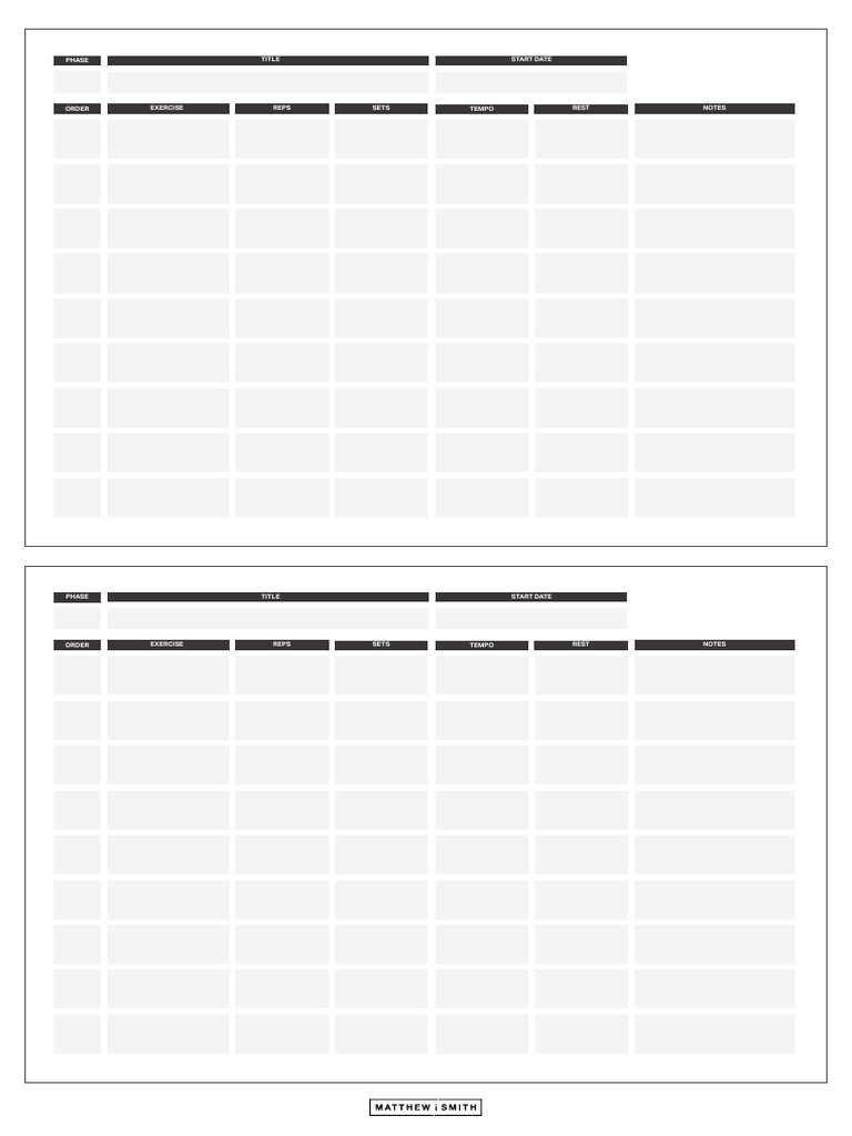 Blank Program Template Matthewismith | PDF