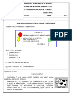 Avaliação Diagnóstica de Língua Portuguesa