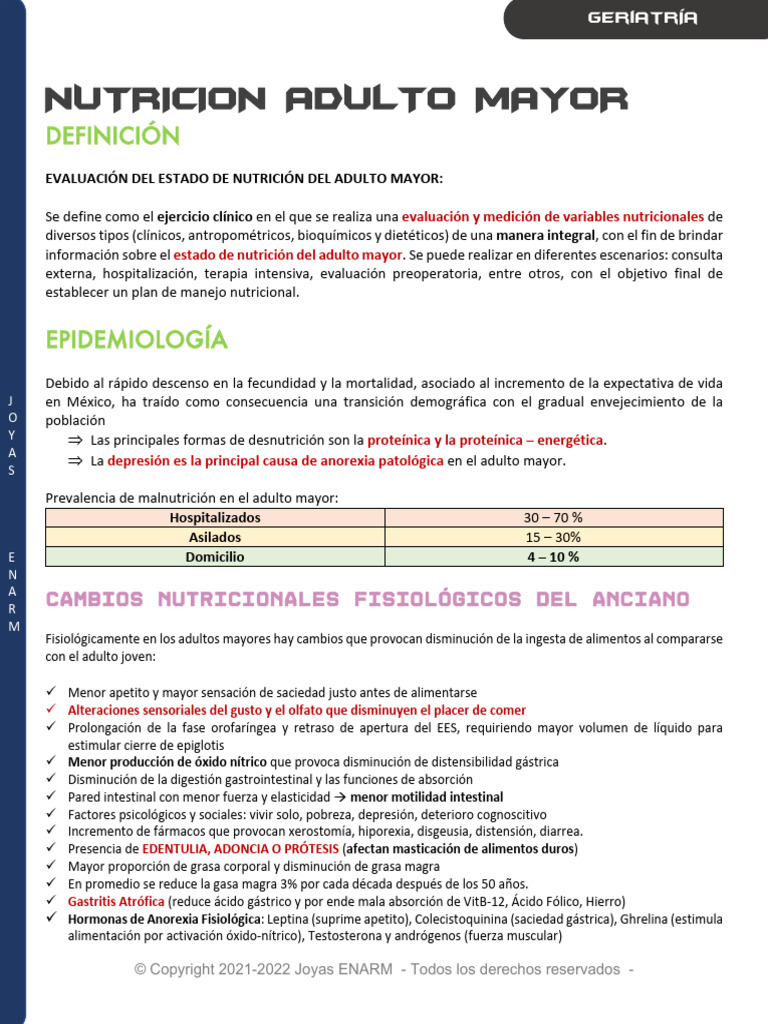 Nutrición en El Adulto Mayor | PDF | Salud y bienestar | Estilo de vida