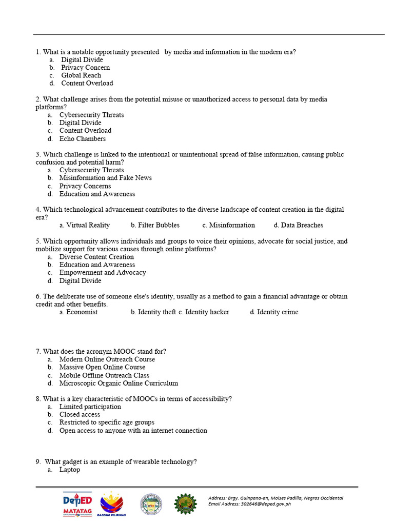 Examination Questionairre Template 1 PDF Multimedia Computer Security