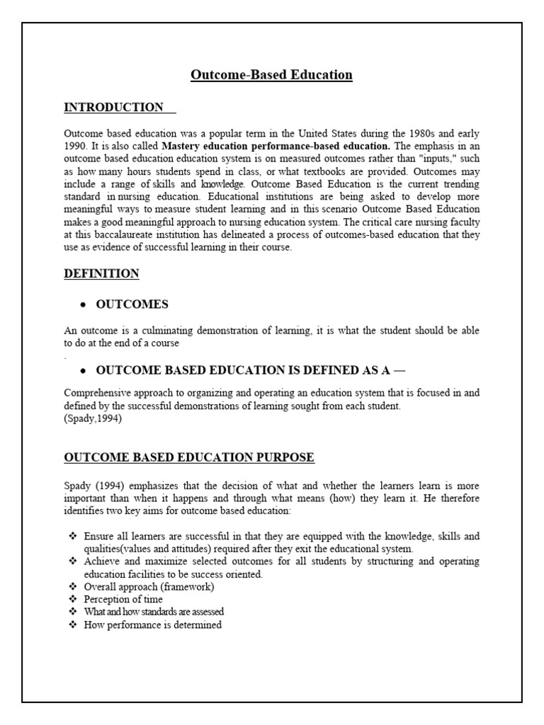 Outcome Based Education Word | PDF | Learning | Cognition