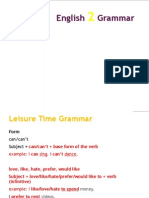 English 2 Grammar-Leisure Time Unit 2