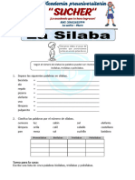 Ficha Clasificacion de Las Silabas para Cuarto de Primaria