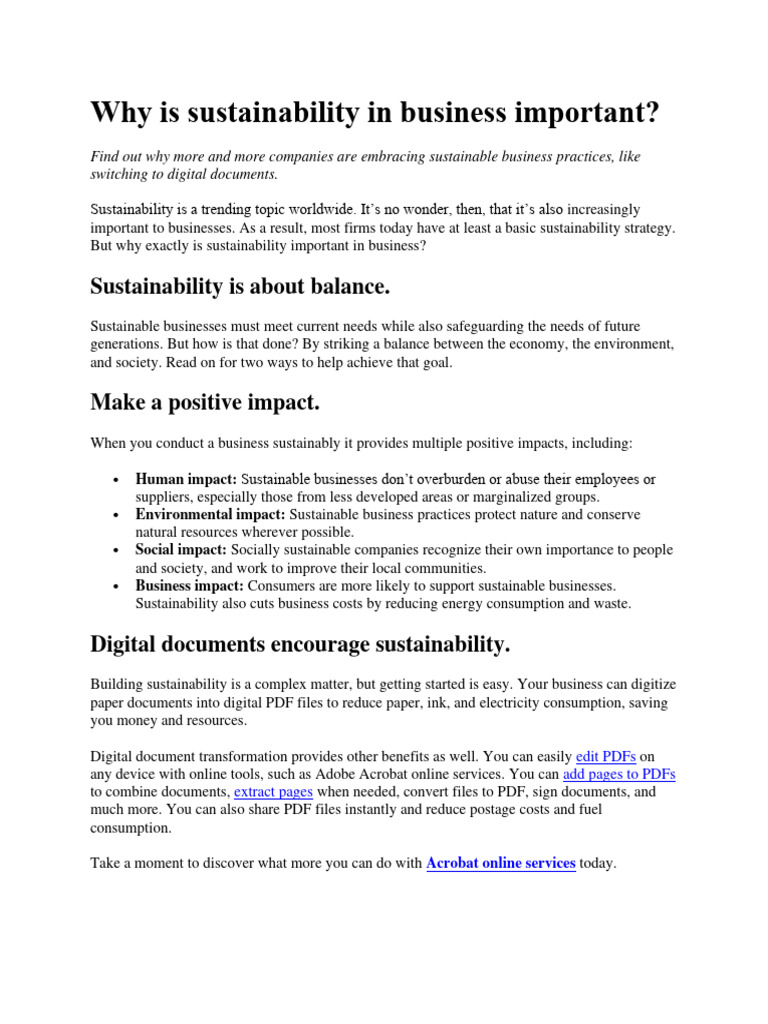 1.1 Impact of Sustainability in Modern Business World | PDF ...