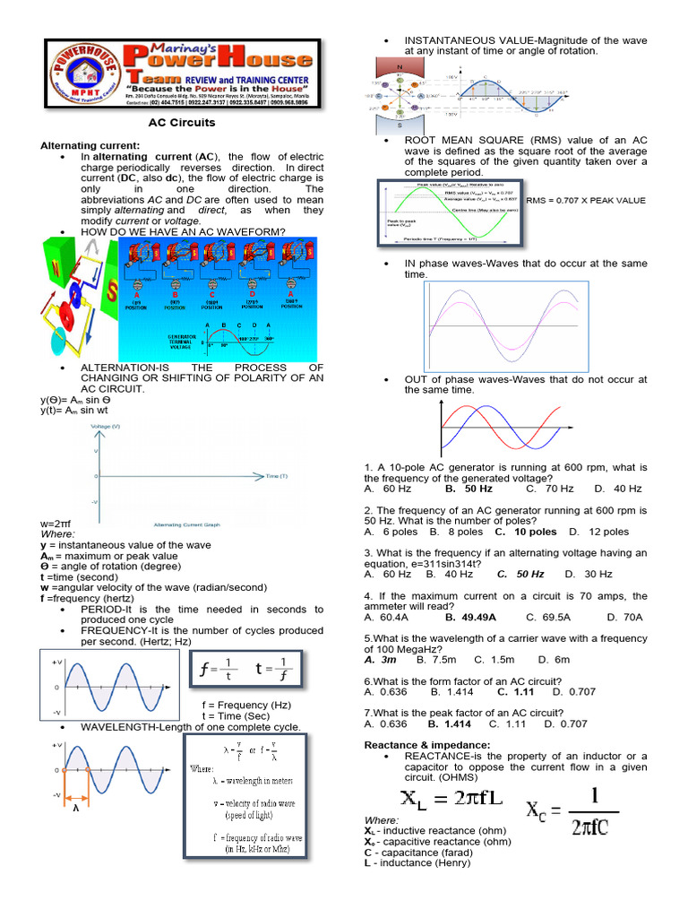 Understanding AC Circuits and Power Factors | PDF