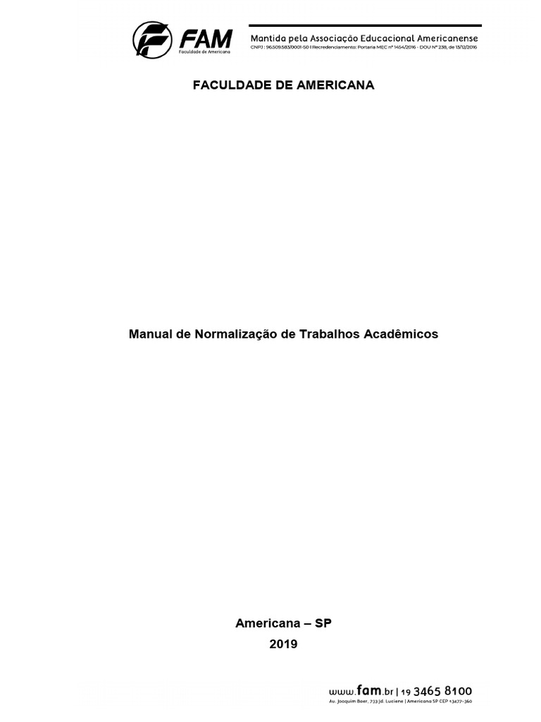 Manual Do Aluno FAM PDF Abstract (resumo) Citação