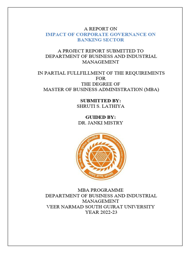 Impact of Corporate Governance On Banking Sector: Submitted by | PDF ...
