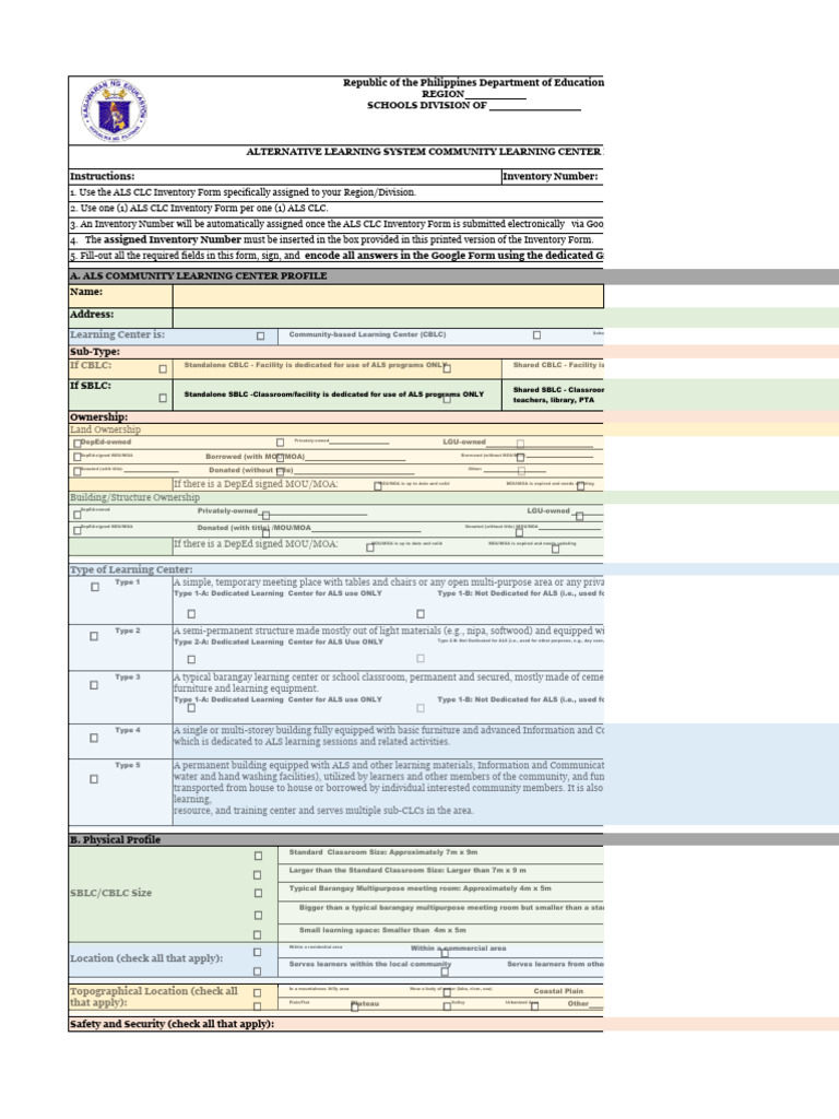 ALS Learning Center Inventory Guide | PDF | Internet Access | Hazards