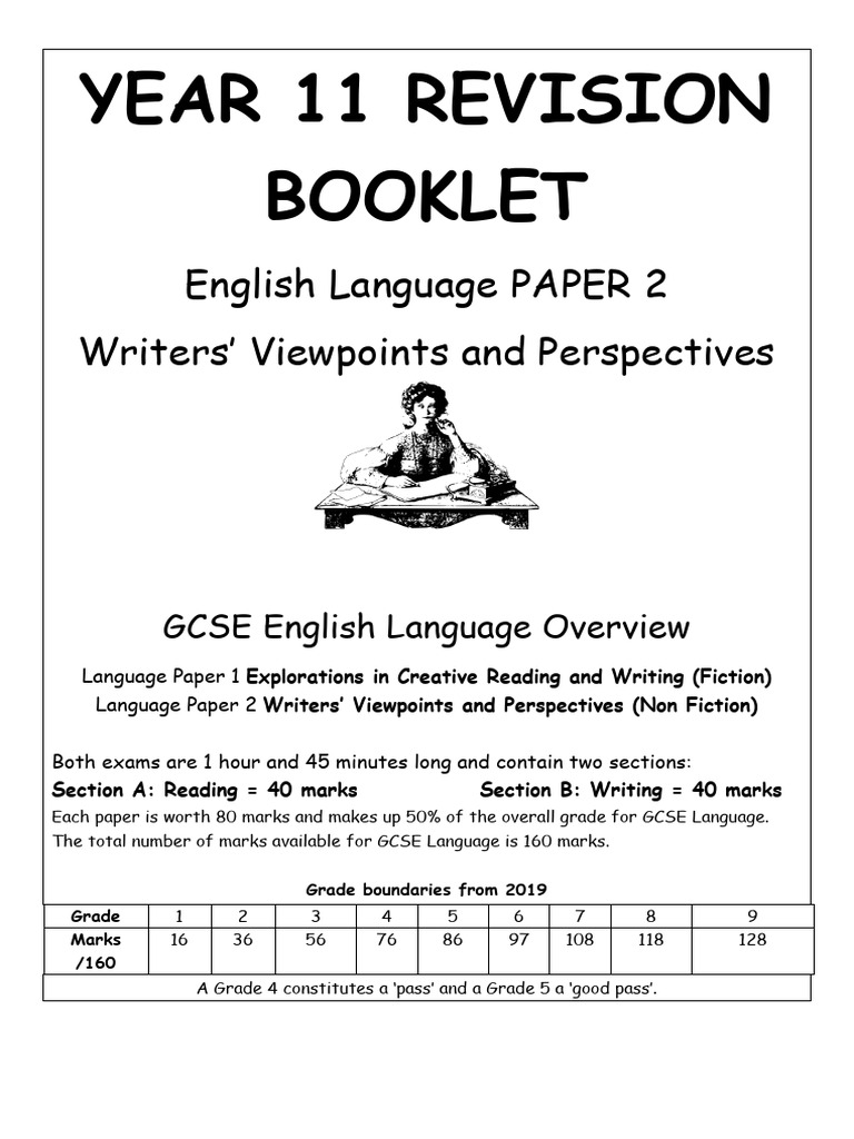 AQA GCSE English Language Paper 2 Revision Booklet PDF Prison Homework